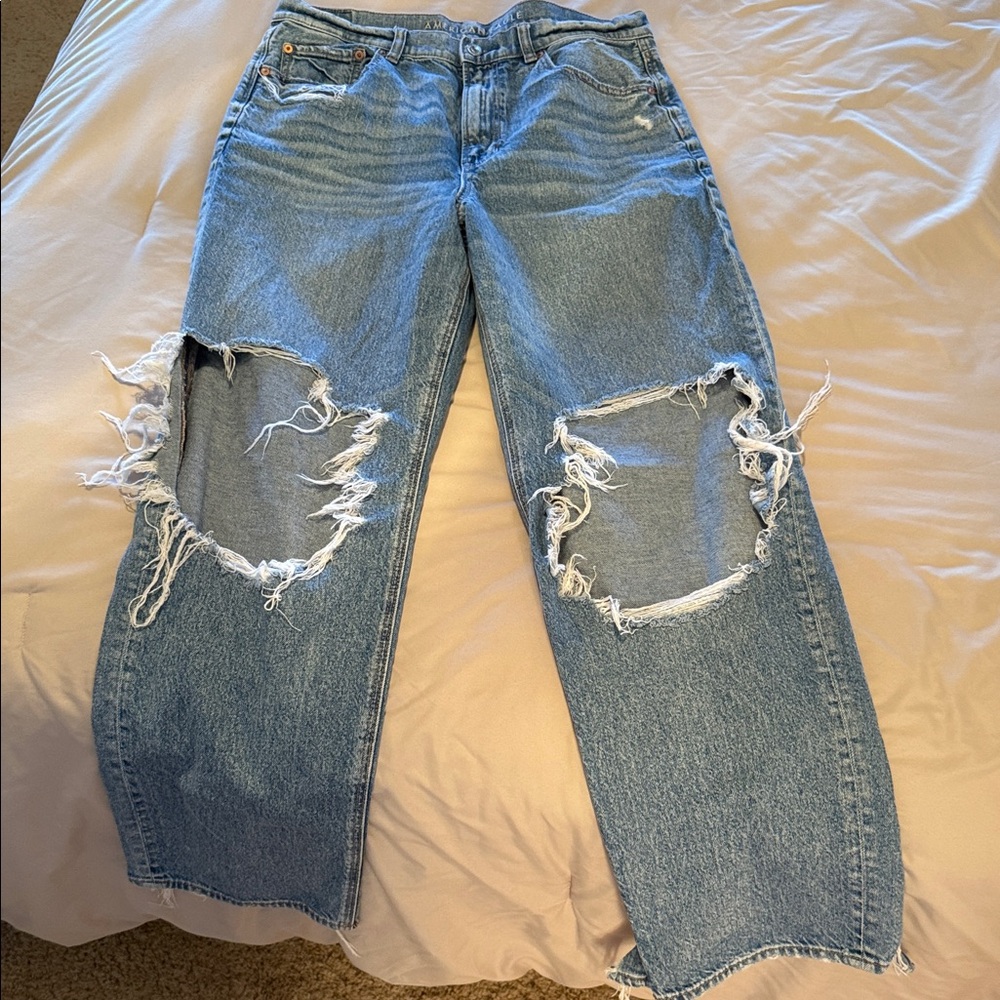 American Eagle Outfitters Ripped Blue Boyfriend Jeans